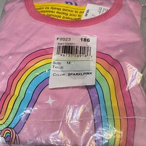 Kids Sparkle Pink Rainbow Pajama Top - Brand: